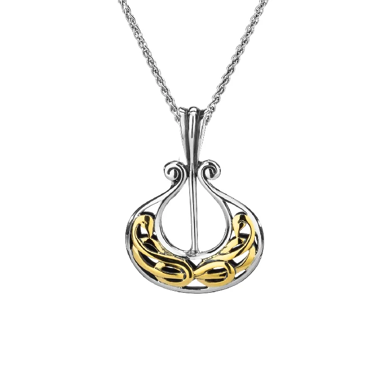 birthday gift necklaces for women-Silver and 10k Gold Viking Longboat Pendant