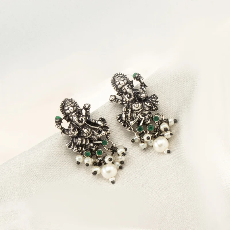 birthstone earrings for women-Nipura Vakratunda Pearl Danglers