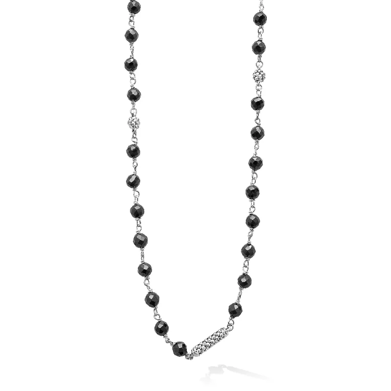 anniversary necklaces for women-Caviar Icon Long Black Ceramic Beaded Necklace