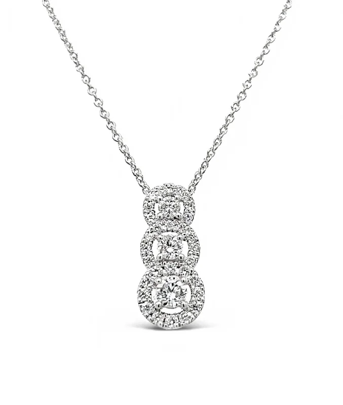 fine jewelry necklaces for women-White Gold Diamond Tri Loop Necklace