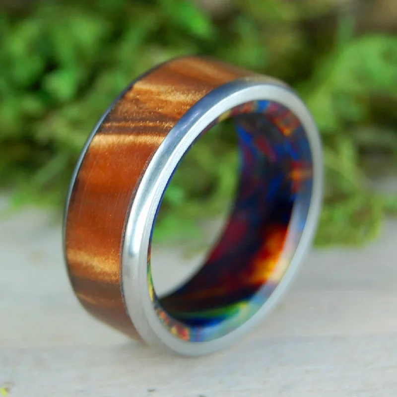 Bronze Burst | Men's Bronze, Opalescent Resin, & Titanium Wedding Ring