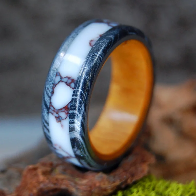 Osage Nation | Men's Osage Wood, Wild Horse Jasper & Titanium Wedding Ring