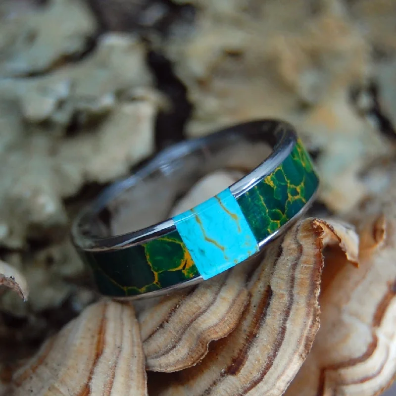 All That Love | Egyptian Jade & Tibetan Turquoise - Unique Wedding Ring - Wedding Ring