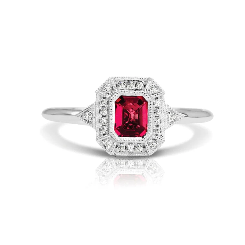 Vintage Inspired 0.50 ct. Natural Ruby Ring With Diamonds