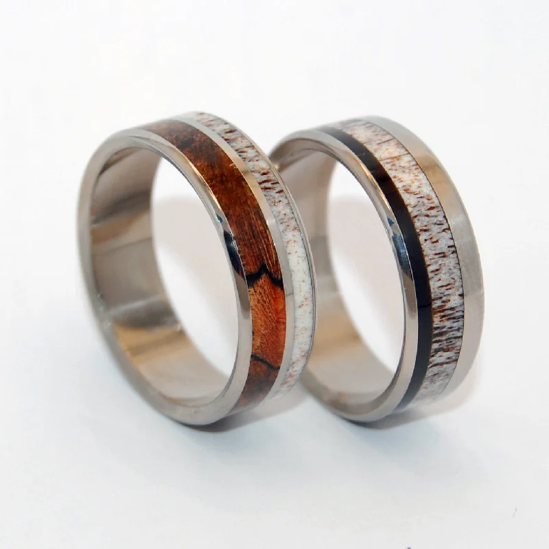 American Man & His Partner | Horn & Titanium Wedding Ring