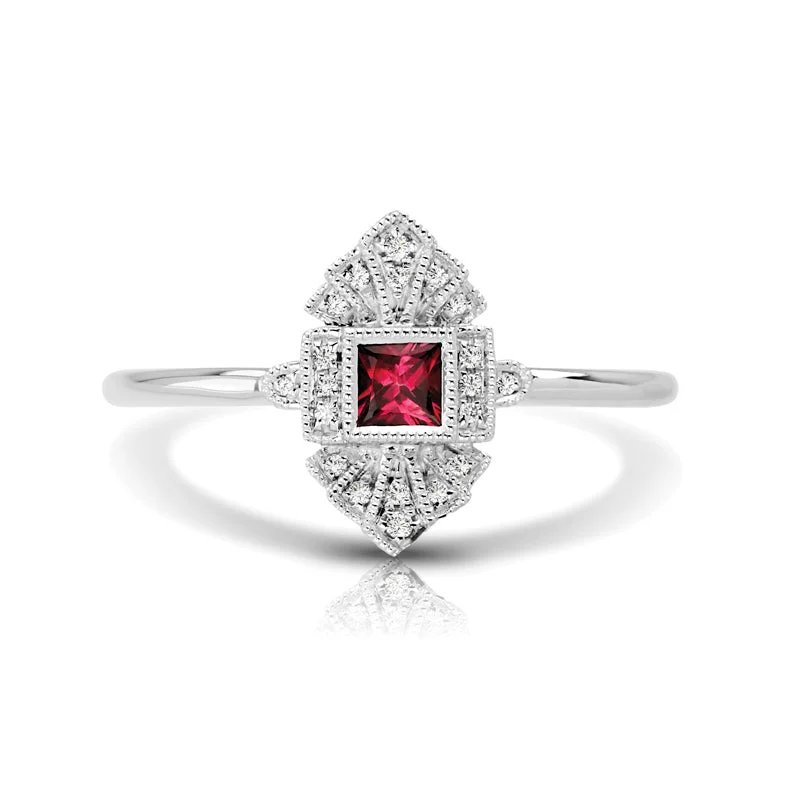 Vintage Inspired 0.15 ct. Natural Ruby Ring With Diamonds