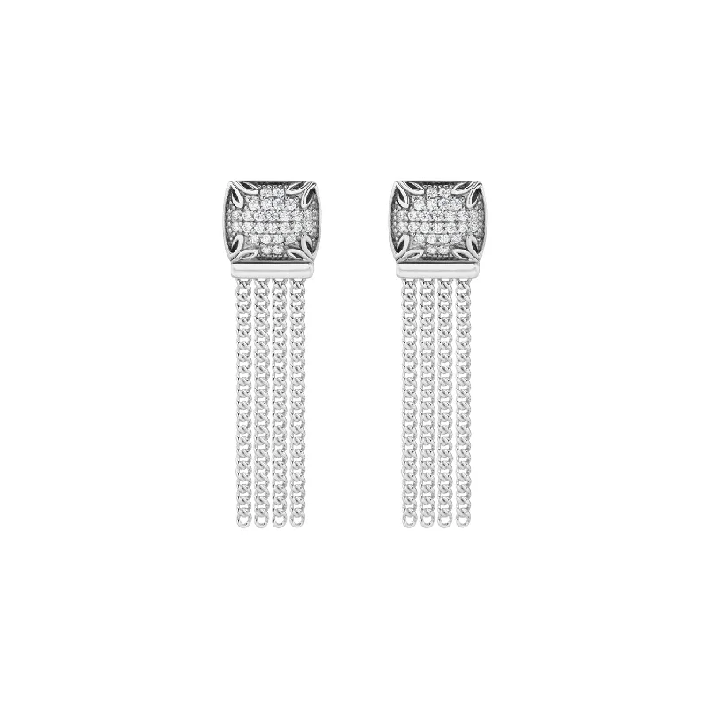 bridal earrings for women-Possibility Pavé Tassel Earring Short - Sterling Silver + CZ Blanc