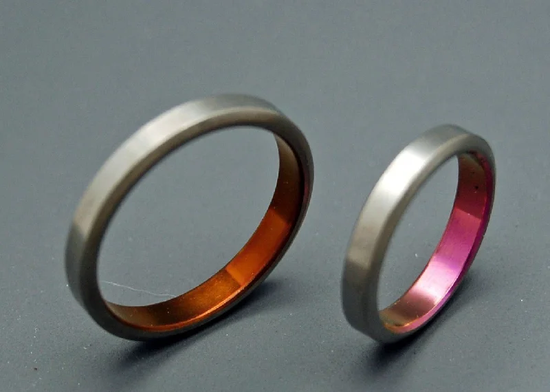 Cinnamon & Spice | Bronze & Pink Anodized Titanium Wedding Ring - His & Hers Wedding Band Set