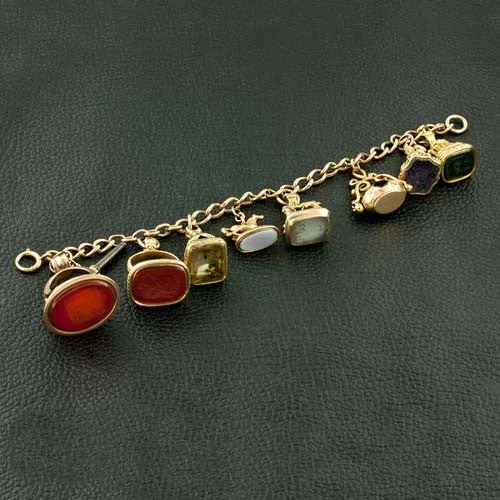 trendy stacked bracelets for women-Antique Watch Fob Bracelet