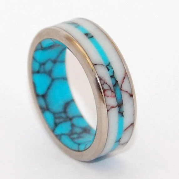 Spirit Of West | Men's Turquoise, Wild Horse Jasper & Titanium Wedding Ring