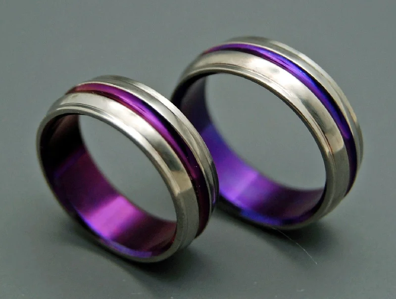 Passion For Purple | Purple Handcrafted Titanium Custom Ring Wedding Ring Set