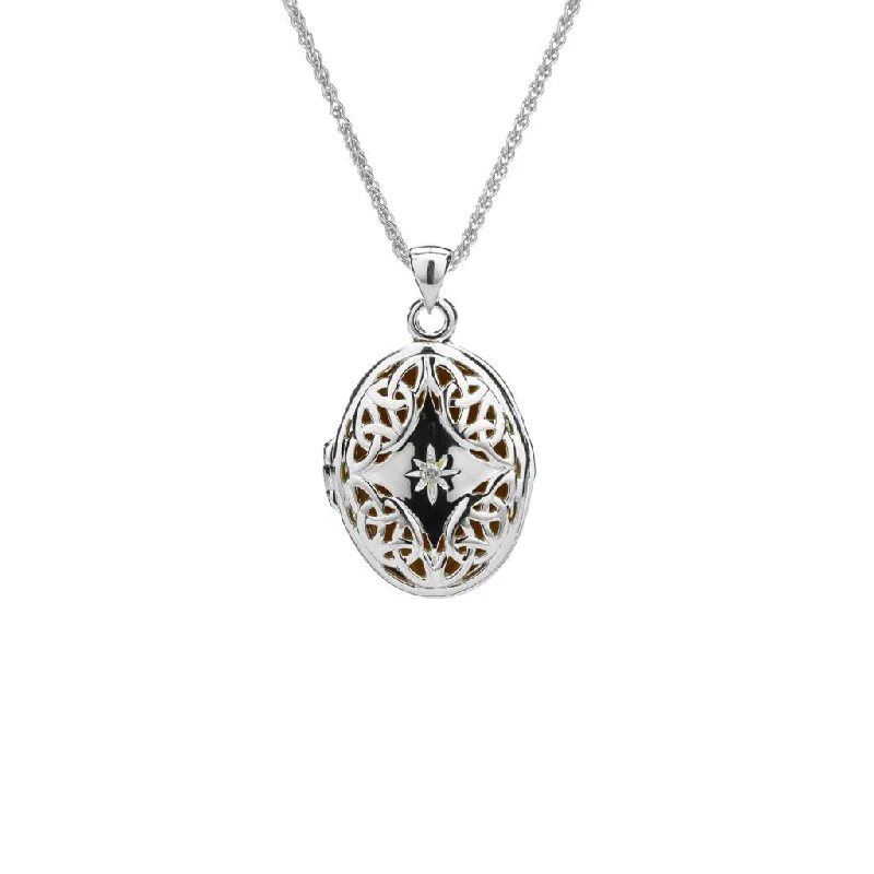 designer necklaces for women-Silver with 22k Gold Gilding Trinity Diamond Locket