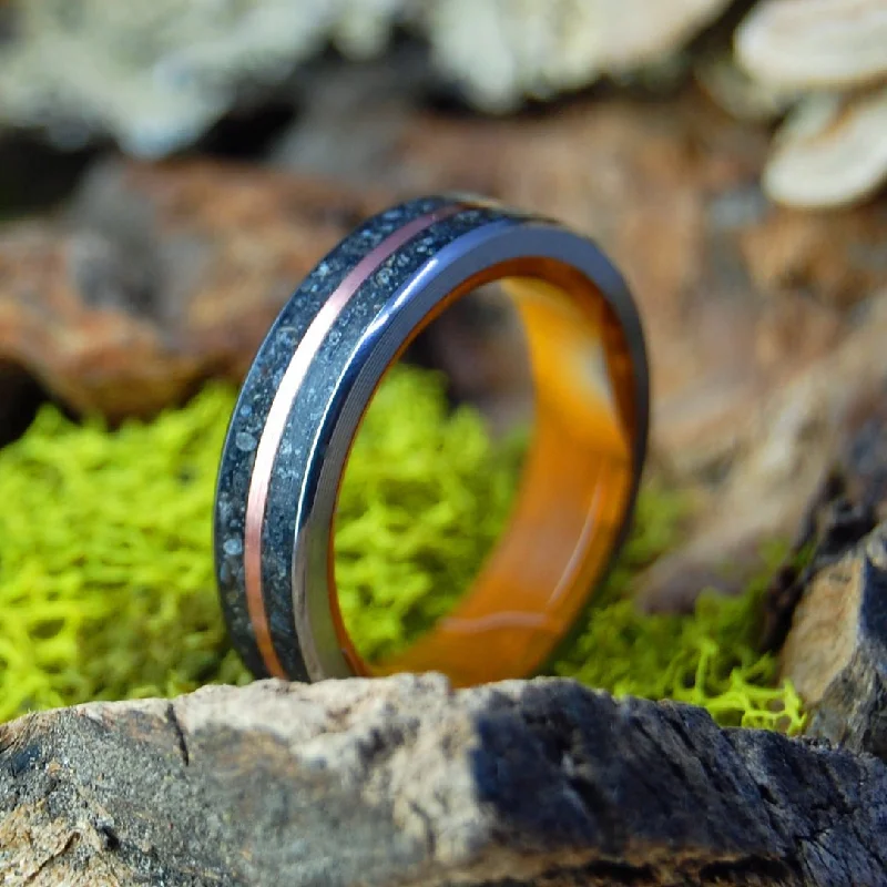 Icelandic Copper Mine | Men's Copper, Icelandic Lava, Orange Aquatic Resin & Titanium Wedding Ring