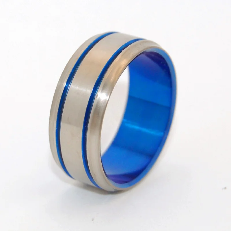 Double Blue | Men's Blue Anodized & Titanium Wedding Ring