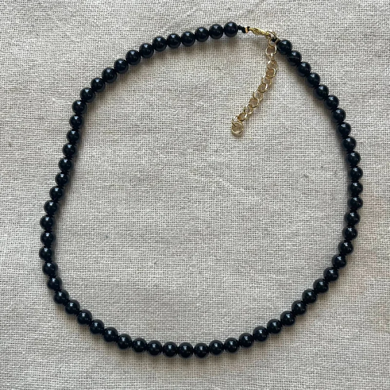 wedding necklaces for women-Black Tourmaline 6mm Beaded Necklace - Purification