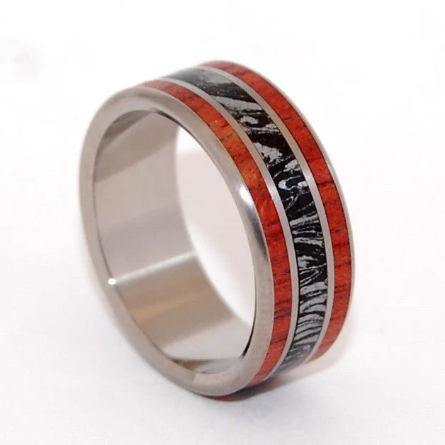 Silver Lining | Men's Black Silver, Blood Wood & Titanium Wedding Ring