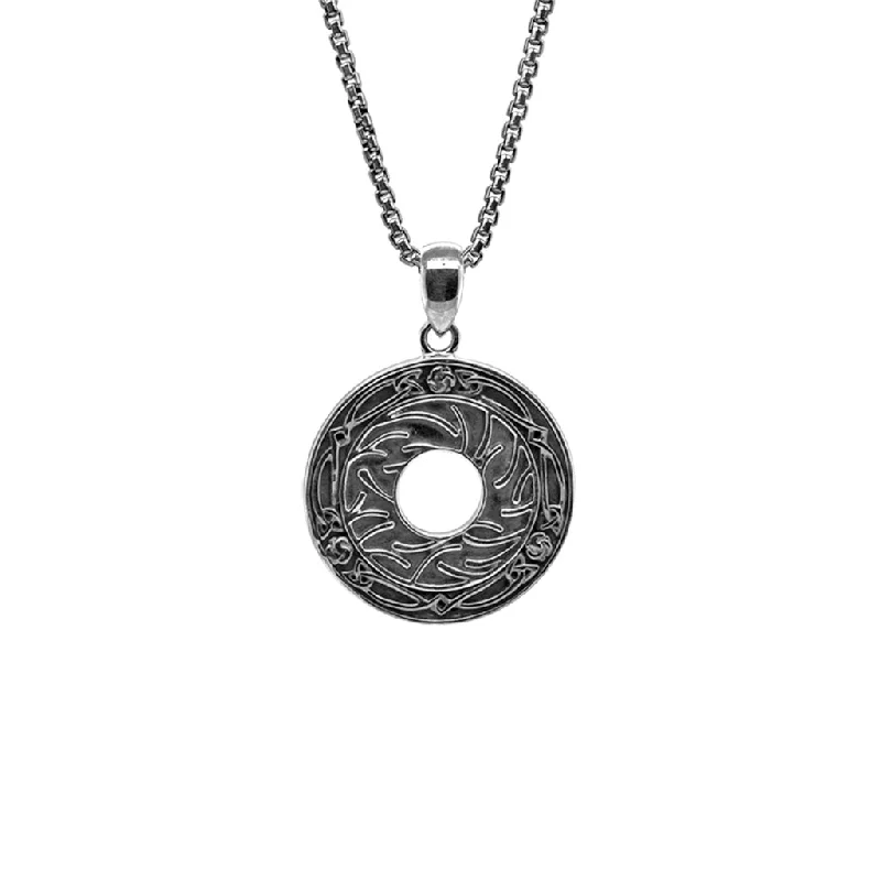 geometric necklaces for women-Silver Cernunnos Ancient Celtic Coin Round Pendant