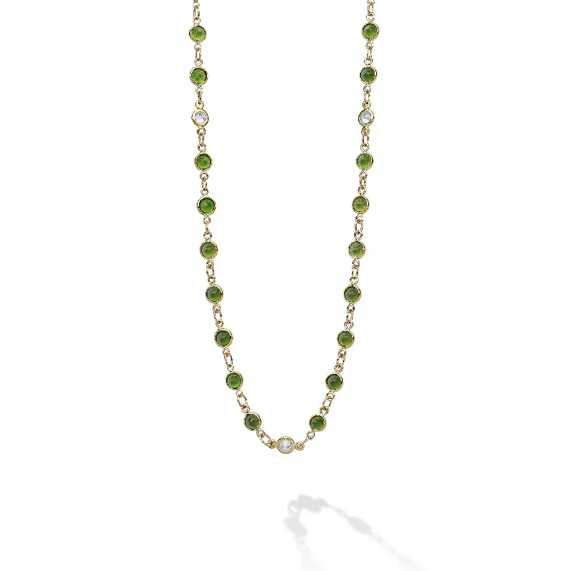 silver pendant necklaces for women-Caviar Gold 18K Gold Green Tourmaline and Diamond Necklace