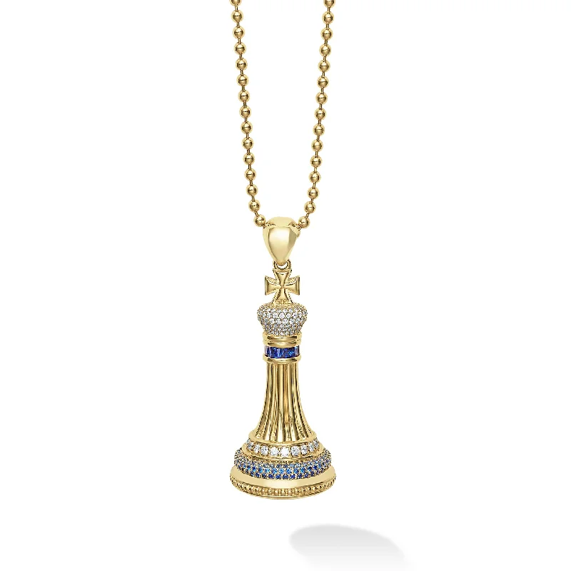 pearl necklaces for women-Rare Wonders Blue Sapphire and Diamond King Pendant Necklace