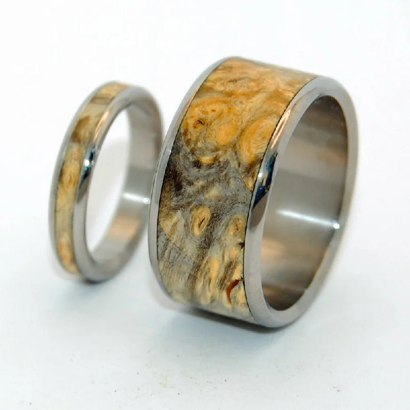 Runaway Set | California Buckeye Wood & Titanium - Unique Wedding Ring - Wedding Ring