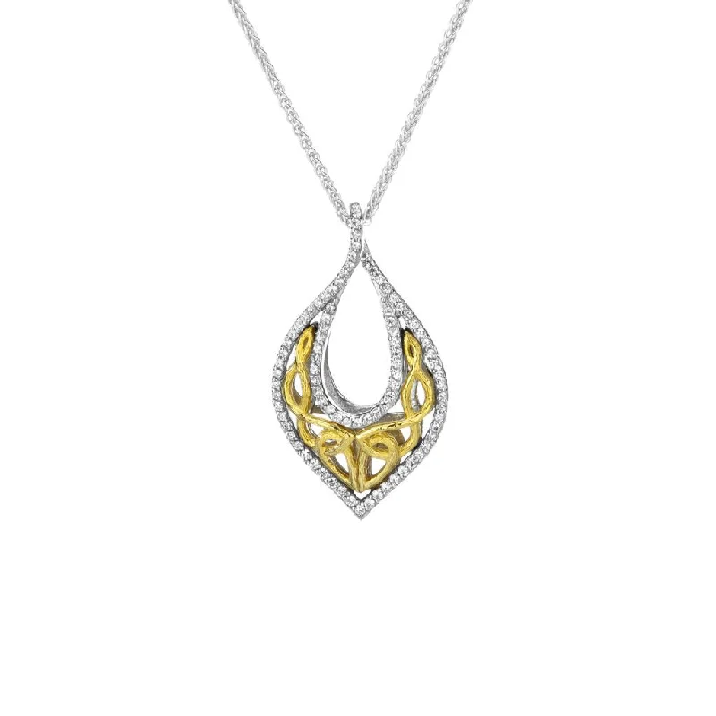 diamond necklaces for women-Silver and 10k Yellow or Rose Gold Love's Chalice Pendant