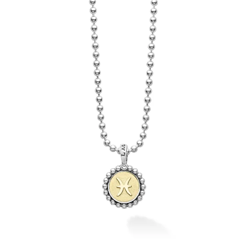 luxury pendant necklaces for women-Signature Caviar Pisces Zodiac Charm Necklace