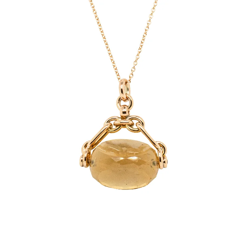 layered necklaces for women-Deja Vu 9ct Yellow Gold Citrine Spinner Pendant