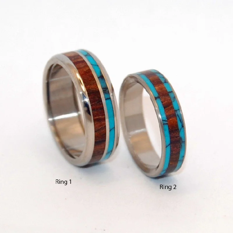 You Can See Me (Pop A Top) And Dock | Stone And Wood Titanium Wedding Ring Set