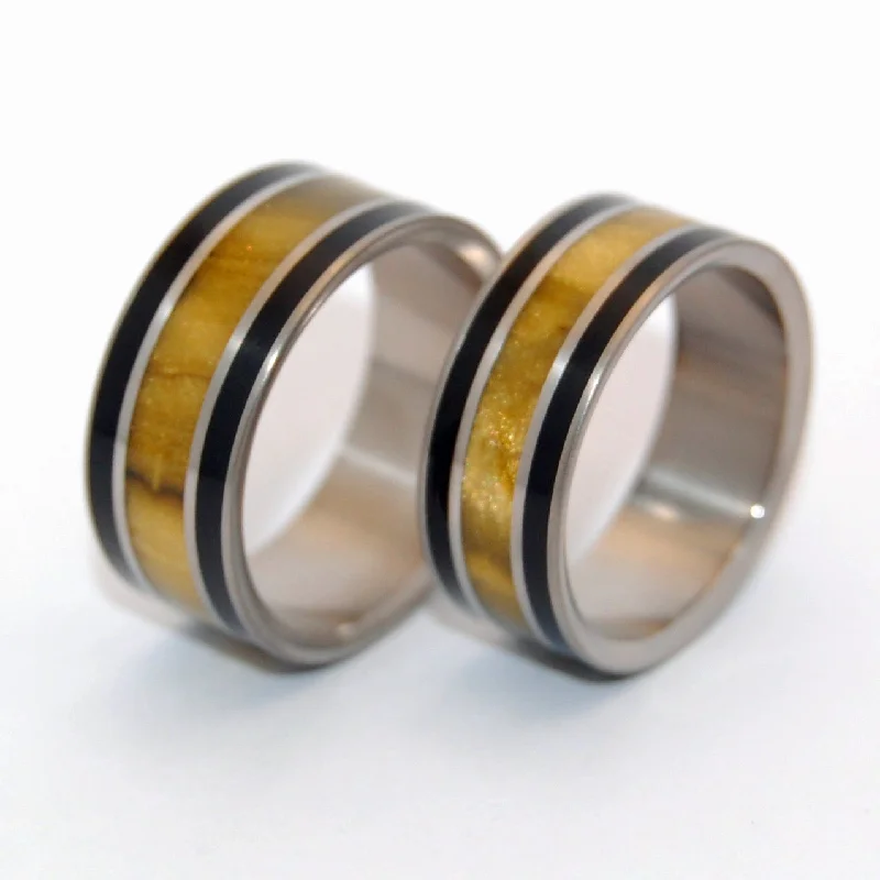 Our Summit | Tiger Eye Stone & Onyx Stone - Unique Titanium Wedding Ring Set