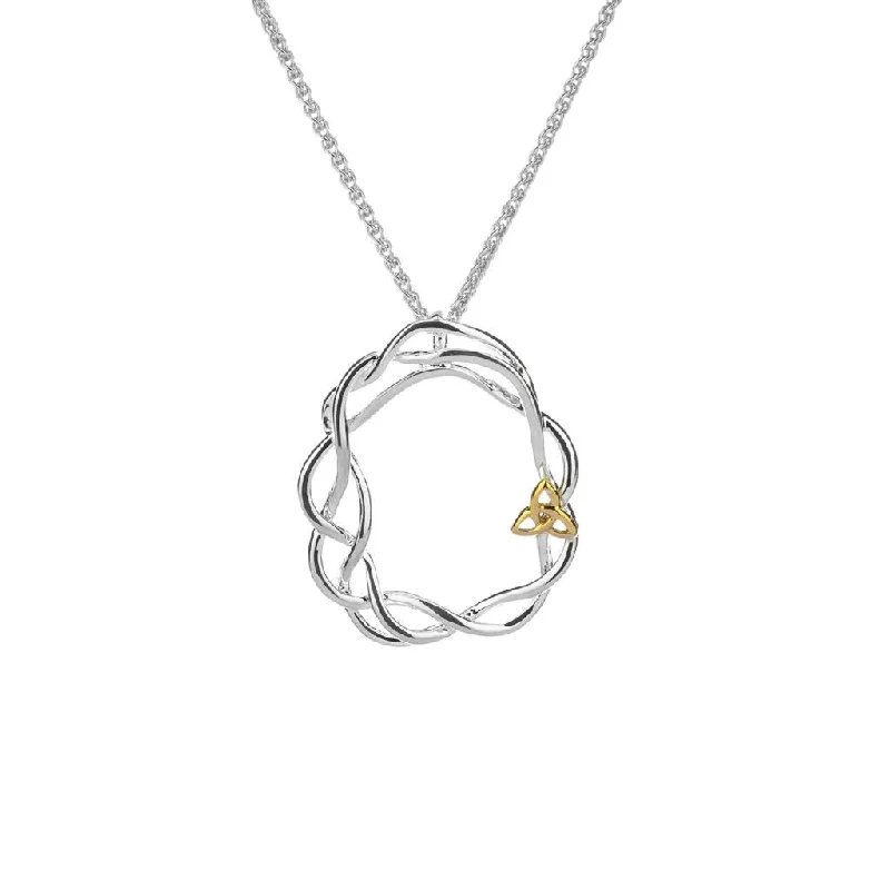 coin necklaces for women-Silver and 10k Gold Infinity Knot Pendant