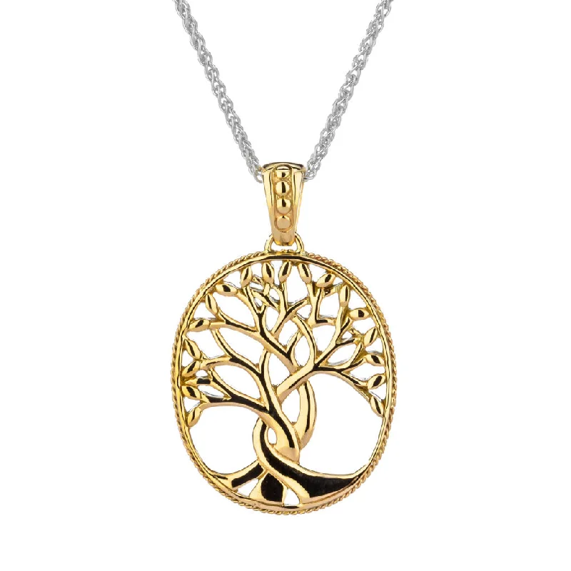 trendy layered necklaces for women-10k Yellow Gold Celtic Tree of Life Pendant Large