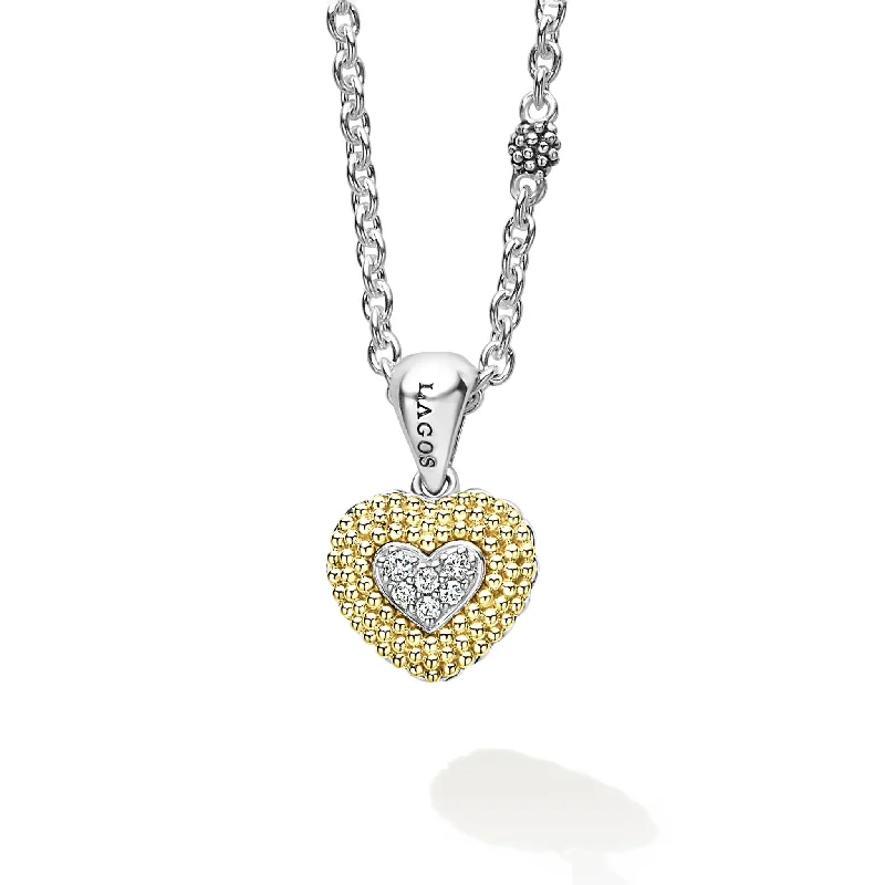 statement necklaces for women-Caviar Lux Diamond Heart Necklace