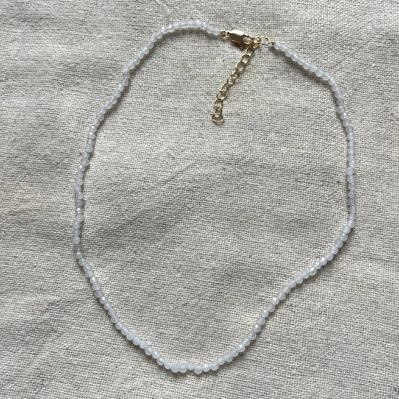 gold pendant necklaces for women-White Jade 3mm Facet Beaded Necklace - Luck