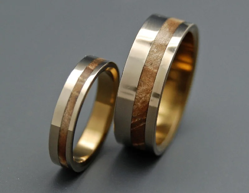 Silver Faun | Maple Wood & Titanium - Unique Wedding Ring - Wedding Ring Set