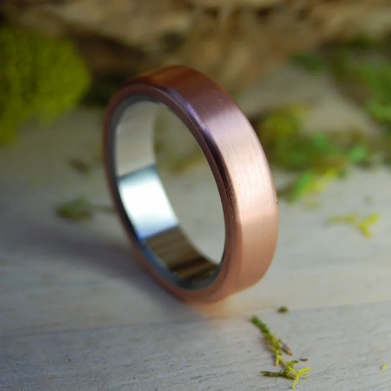 Boston Copper Satin | Men's Copper, Satin & Titanium Wedding Ring