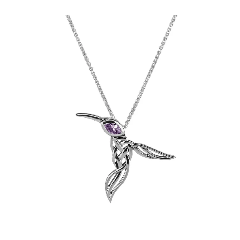 gold heart necklaces for women-Silver Hummingbird Pendant -Amethyst/Topaz/Peridot/Rhodolite