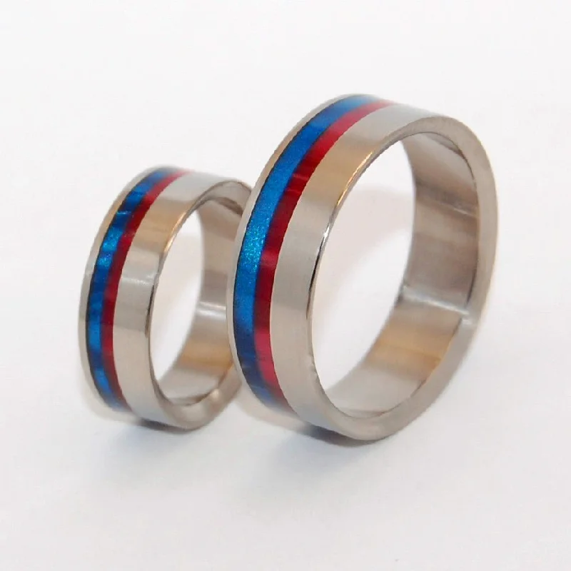 Act Of Freedom | Blue & Red Resin Wedding Ring Set