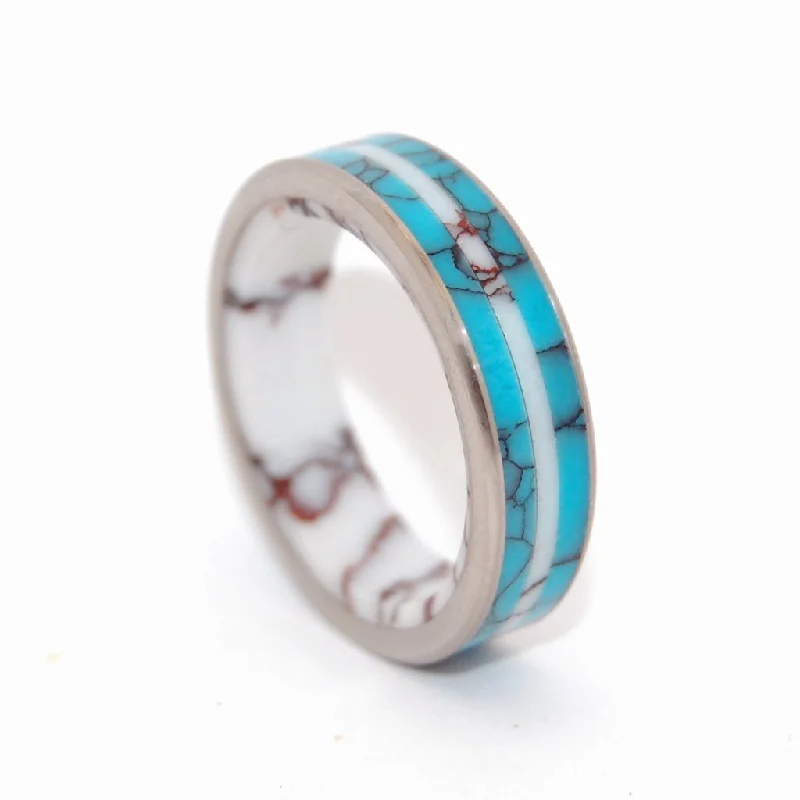 Turquoise Stallion | Men's Turquoise Stone, Wild Horse Jasper Stone & Titanium Wedding Ring