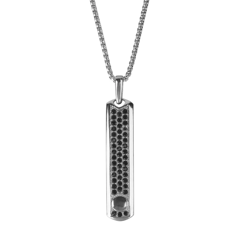 high-quality necklaces for women-Silver Necklace with Black Zircon Pendant