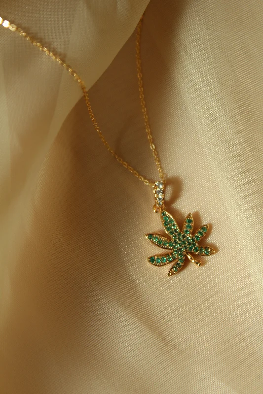 choker necklaces for women-Green MJ Leaf Necklace