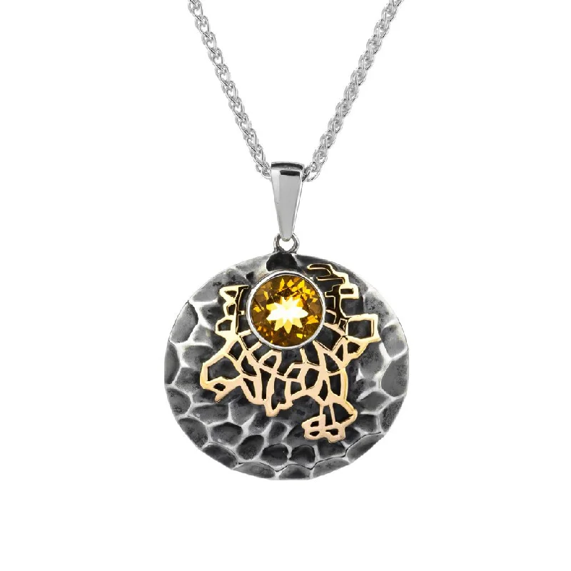 multi-layered necklaces for women-Silver and 10k Gold 'Earth' Element Pendant - Citrine