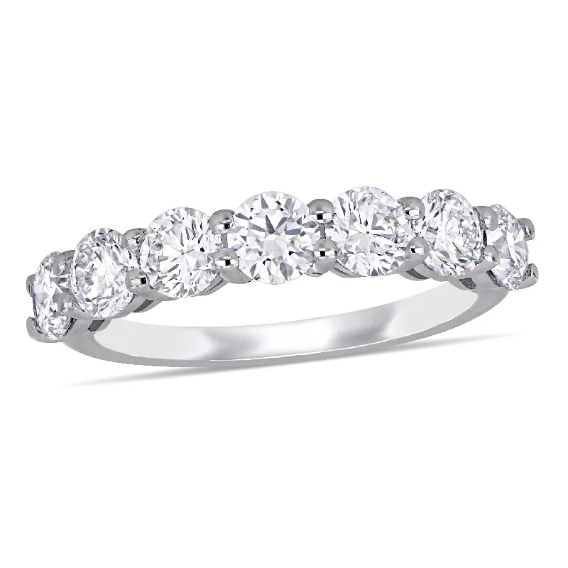 vintage-style engagement rings for women-Created Forever 1 3/4ct TW Lab-Grown Diamond Semi-Eternity Anniversary Band in 14k White Gold