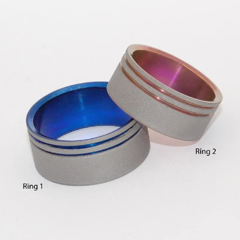 Future Pink & Blue | His & Hers Titanium Wedding Ring Set