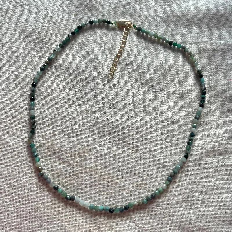 birthstone pendant necklaces for women-Emerald 3mm Facet Beaded Necklace - Renewal