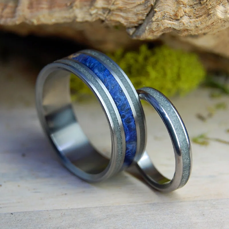 St. Augustine And The Deep Blue Sea | St. Augustine Beach Sand And Blue Box Elder Wood - Unique Wedding Ring