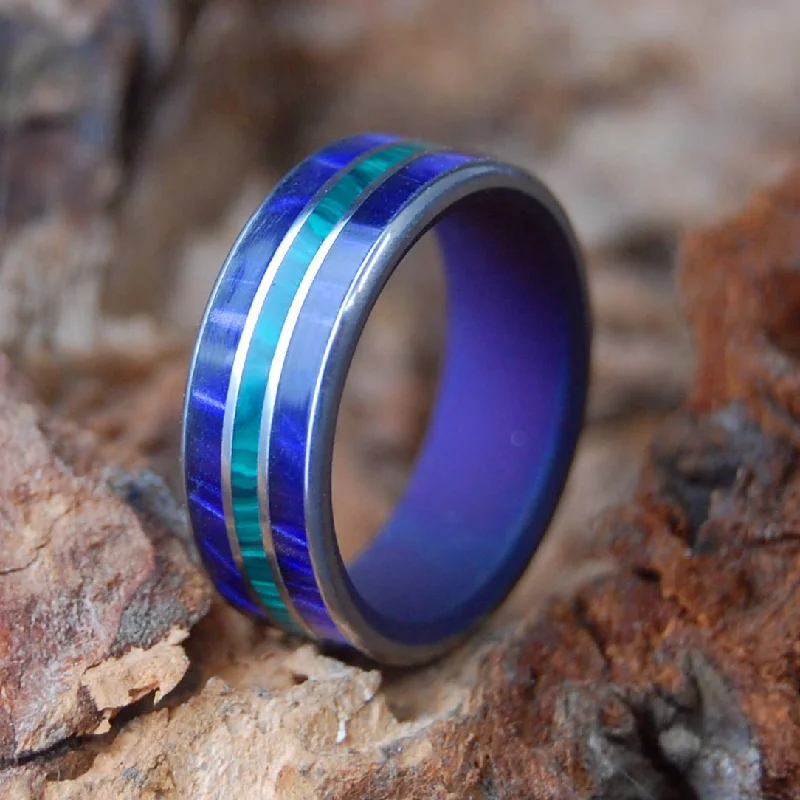 Riders | Men's Malachite, Opalescent & Titanium Wedding Ring