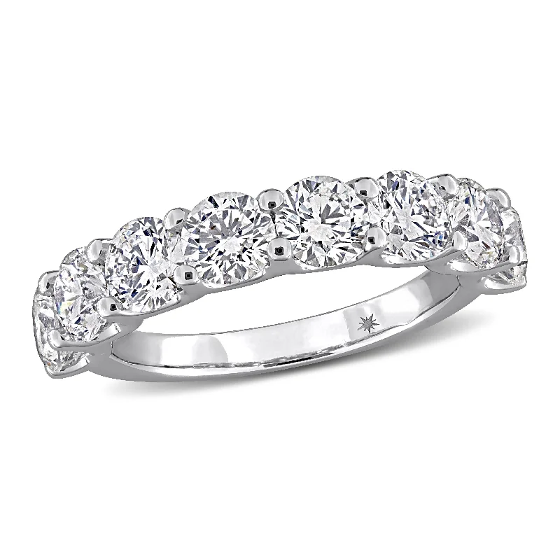 solitaire engagement rings for women-Created Forever 3ct TW Lab-Grown Diamond Semi-Eternity Anniversary Ring in 14k White Gold