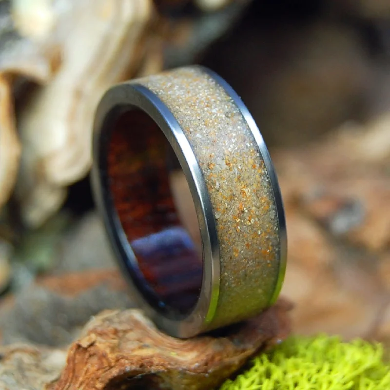 Les Braves Dday | Men's Omaha Beach Sand, Normandy France & Titanium Military Memorial Wedding Ring