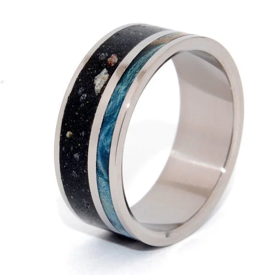 To Rise Above The Dark | Men's Concrete, Wood & Titanium Wedding Ring