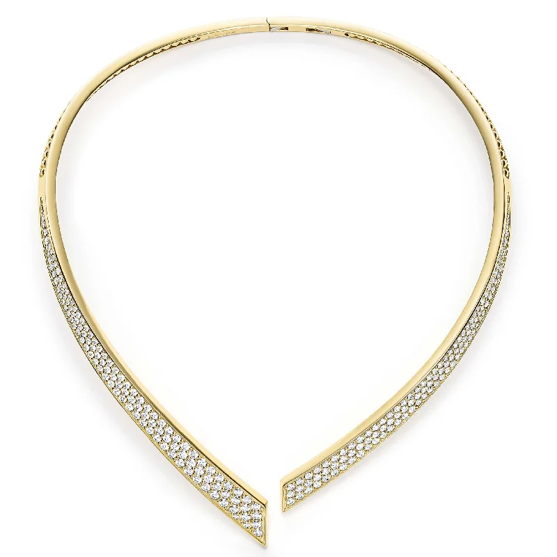 modern pendant necklaces for women-Studio 18K Gold Pave Diamond Collar Necklace